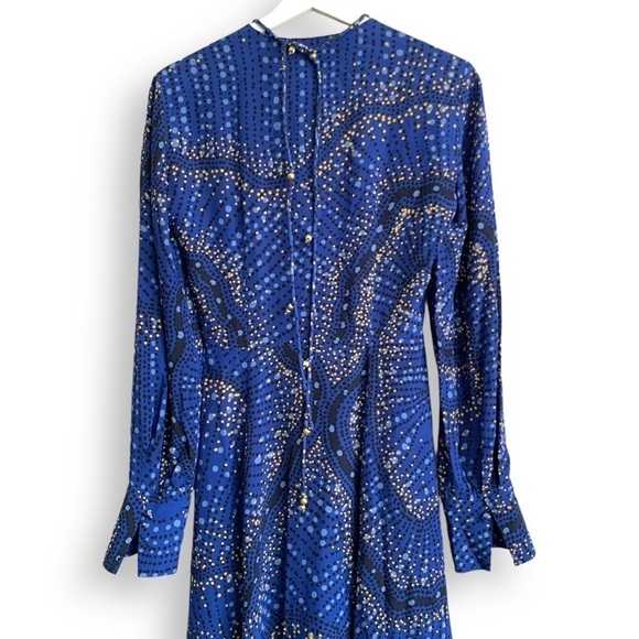 Altuzarra Mila Dress 36 Silk Asymmetric Ruched Long Sleeve Printed Midi Dress - Picture 10 of 16